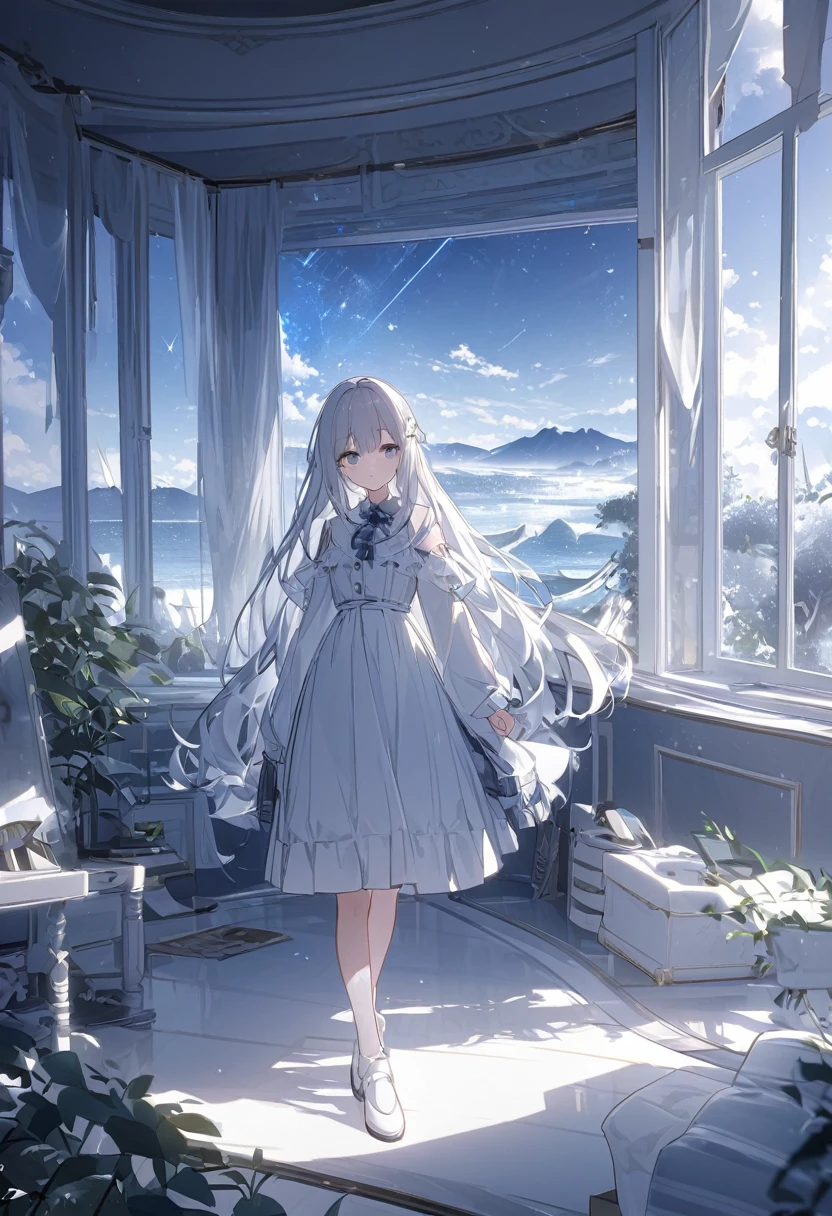 white、white 少女、One Girl、1 Girl、white髪、white色 髪、white色の髪、Long Hair、Gray Eyes、Grey Eyes、Gray、Eyes are grey、背景 white、背景 whiteい、背景 white色、whiteの背景、white 背景、white色の背景、white色 背景、white room、white色のroom、whiteいroom、white 空間、whiteい空間、whiteの空間、空間 white、Emotions、emotionless、Thin Emotions