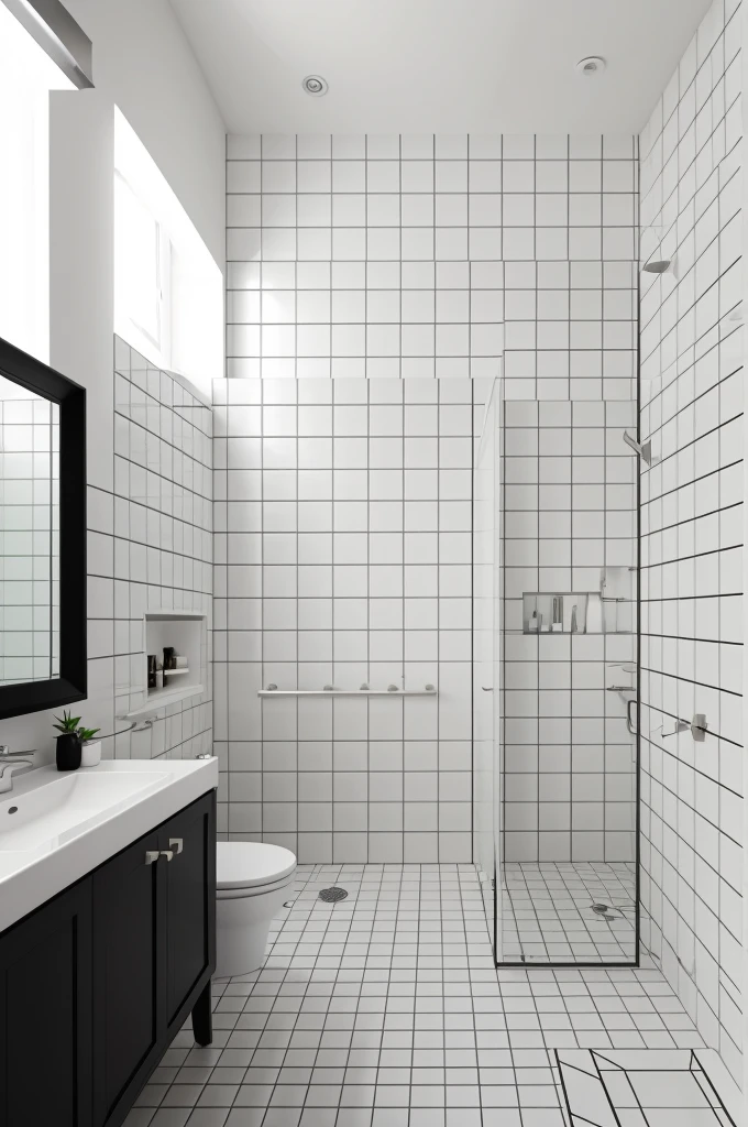 Black and white tile wall 