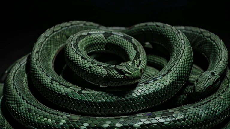 Numerous snakes. Dark. High definition. Realistic.