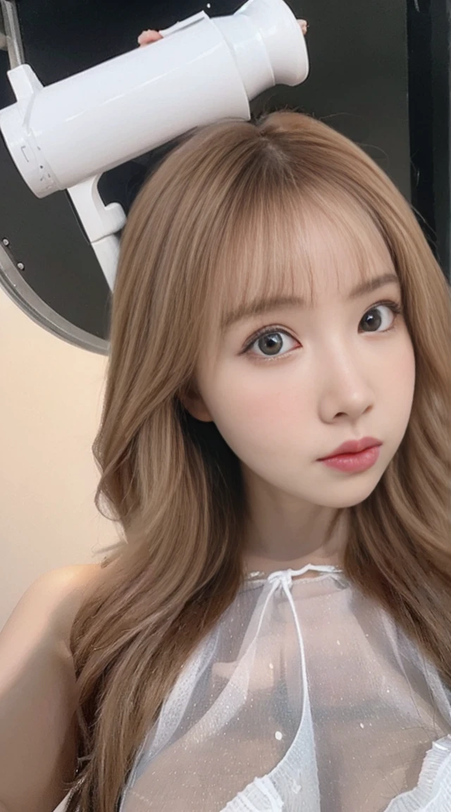 big tits, 1 girl, adult (river_0.7) woman,brown eyes blonde hair dryer,