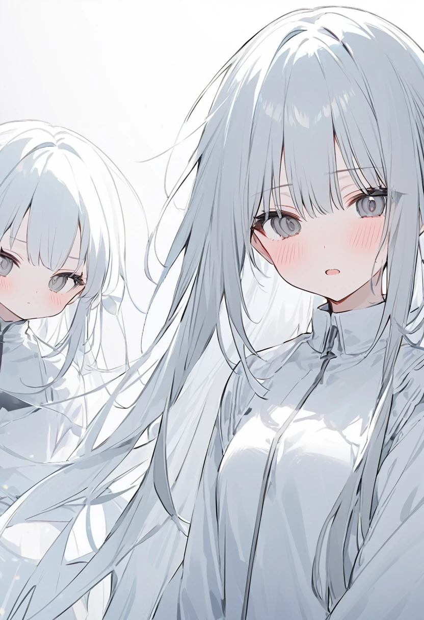 white、white　Girl、One person　Girl、1　Girl、white髪、white色 髪、white色の髪、Long Hair、grey　eye、greyのeye、eye　grey、eyeはgrey、background　white、background　whiteい、background　white色、whiteのbackground、white　background、white色のbackground、white色　background、white　room、white色のroom、whiteいroom、white　space、whiteいspace、whiteのspace、space　white、emotion　thin、emotionがthin、thin　emotion