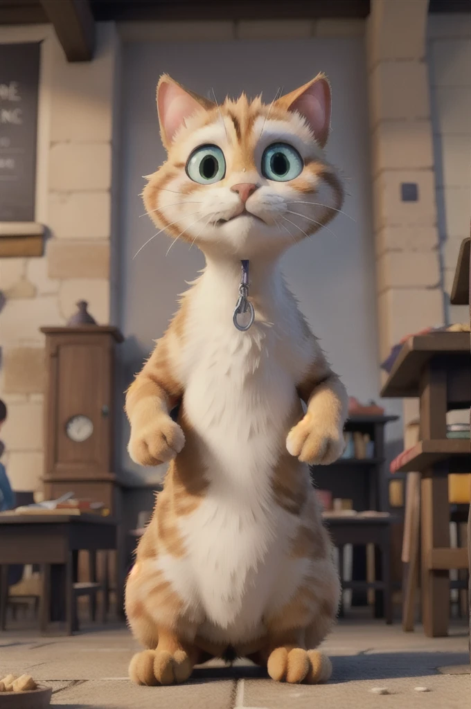Chat roux qui fait tomber des fiole de potion magic dans la classe decole