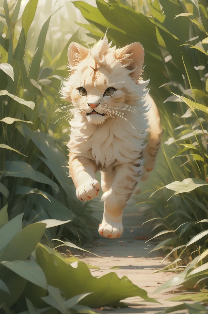1 cub lion running , 