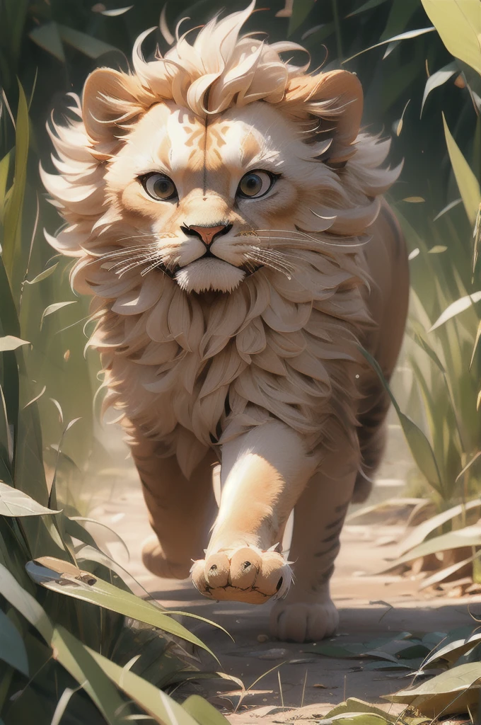 1 cub lion running ,