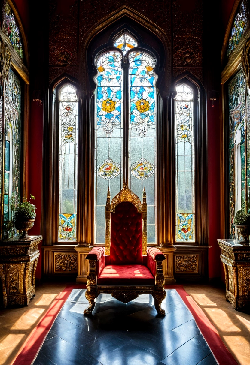 palace,The Queen's throne,Tall and spacious,Glass Windows
