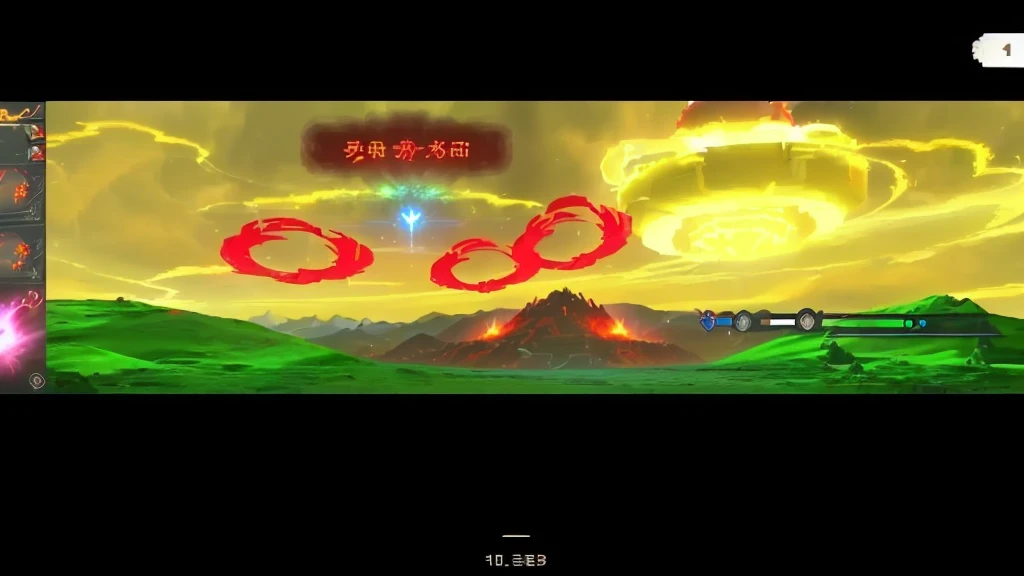 a screenshot of a video game with a red object in the middle, mana flowing around it, mana in the air, low quality footage, low quality video, art style of dark cloud 2, video game screenshot>, side scroller game, the background is on fire, ancient symbol behind it, style of maple story, fire breathing. bowser, nuclear explosion!!!