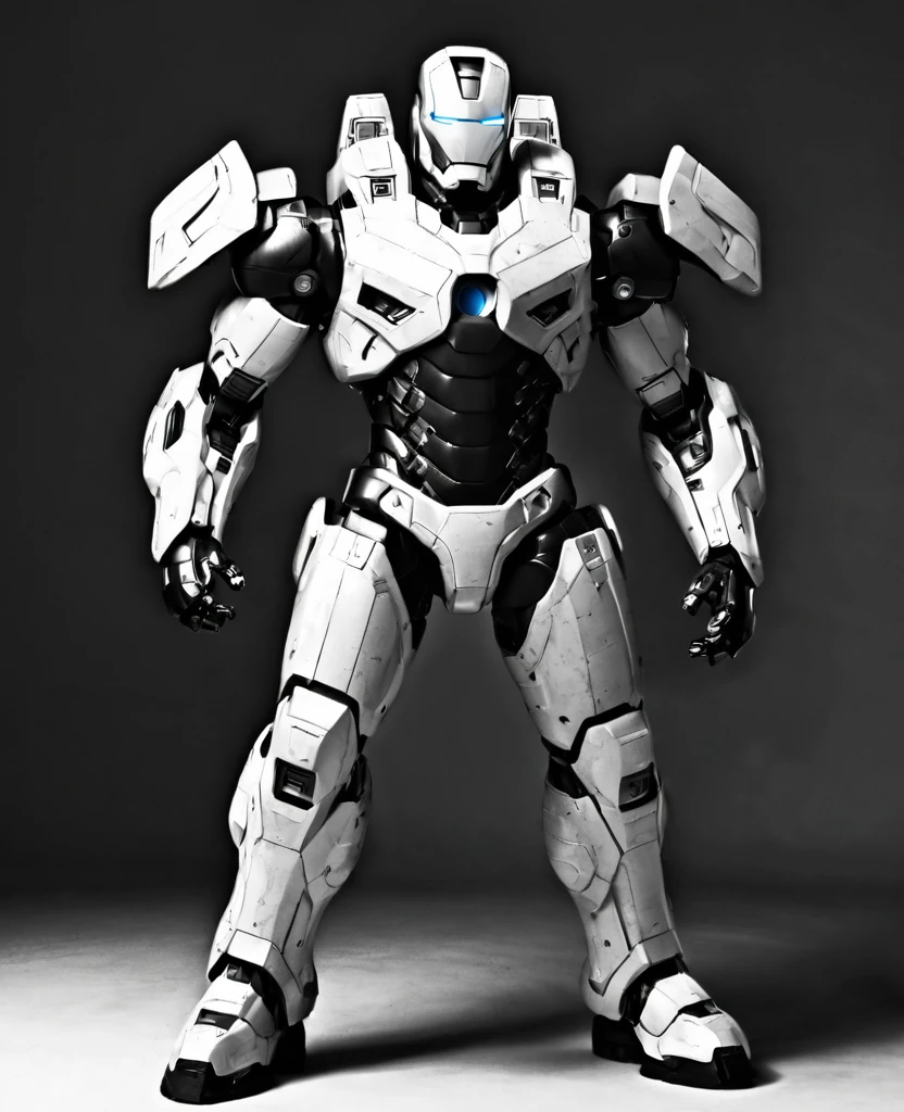 War machine, black and white random coloured, heroic, full body, War machine black white 