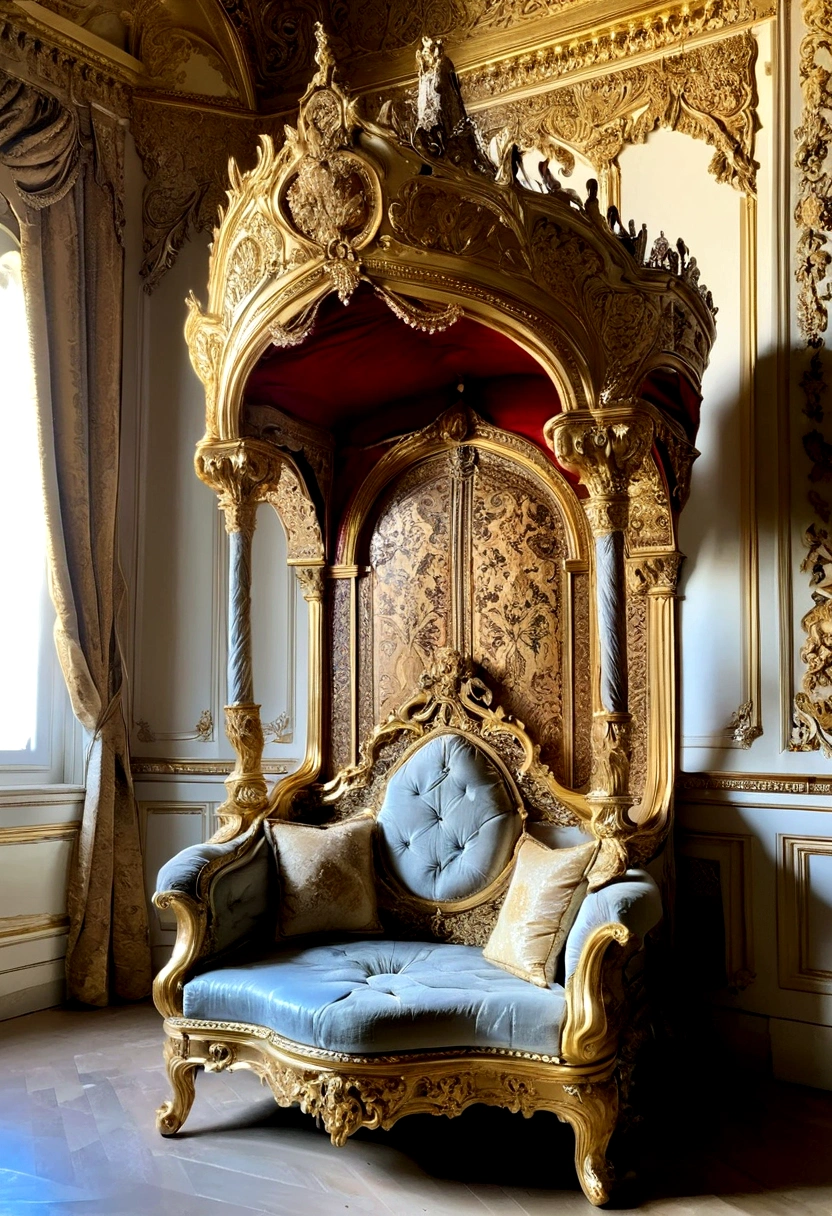 palace，The magnificent queen&#39;s throne，Tall and spacious，French court rococo