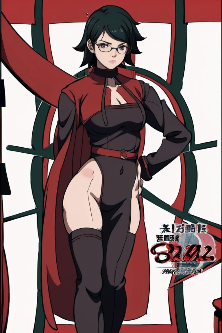 anime girl in a short dress and glasses with a red cape,| artgerm, female protagonist 👀 :8, realistic anime 3 d style, anime styled 3d, realistic anime artstyle((showing ????? long belly in the costume))(((height 192 cm tall body bib body)))