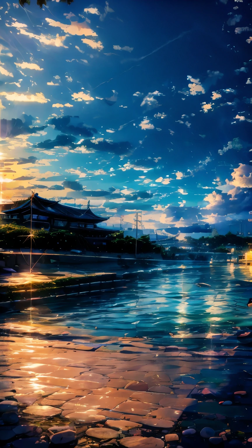 there is a picture of a city with a harbor and a boat, kyoto animation still, hd anime cityscape, style of makoto shinkai, screenshot from a 2012s anime, port scene background, screenshot from guro anime, makoto shinkai. —h 2160, anime scenery, screenshot from the anime film, makoto shinkai!(brokeh effect)