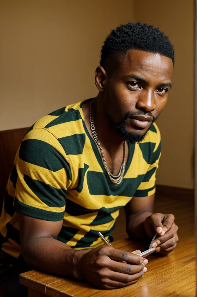 An African man in telephone conversation