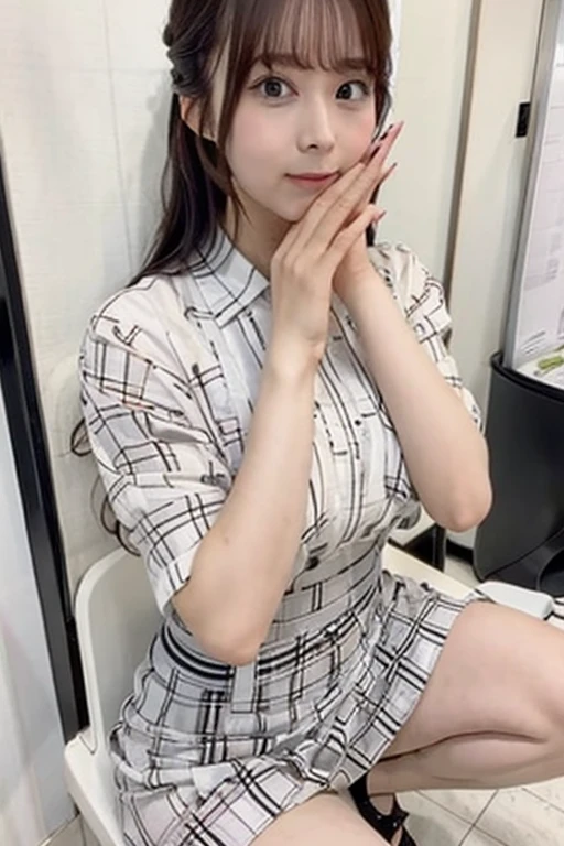 Hotel high resolution Not too small bust squat put both hands on the face Skirts should be shortened Beautiful legs Height: 160cm
