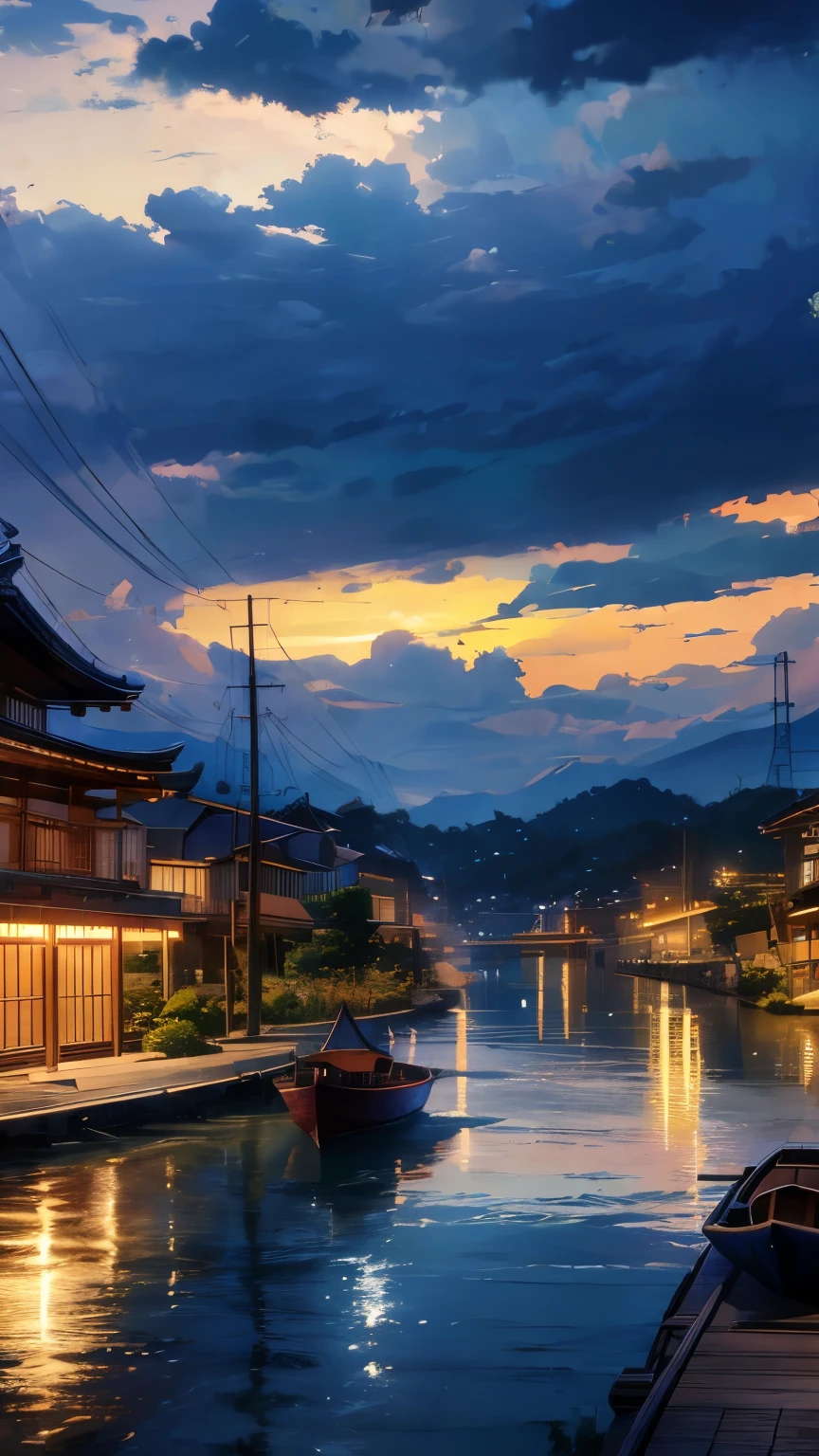 there is a picture of a city with a harbor and a boat, kyoto animation still, hd anime cityscape, style of makoto shinkai, screenshot from a 2012s anime, port scene background, screenshot from guro anime, makoto shinkai. —h 2160, anime scenery, screenshot from the anime film, makoto shinkai!(brokeh effect)