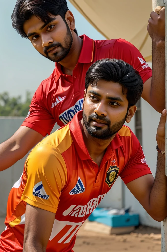 Ek ladk cricket khe rha h or uska name yogesh h or uski jersey no. 70 h