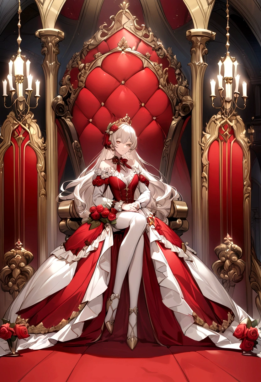 palace,The magnificent queen's throne,Tall and spacious,French court rococo,Red Rose