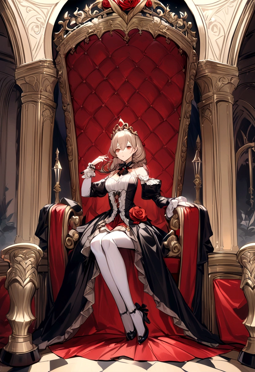 palace,The magnificent queen's throne,Tall and spacious,French court rococo,Red Rose