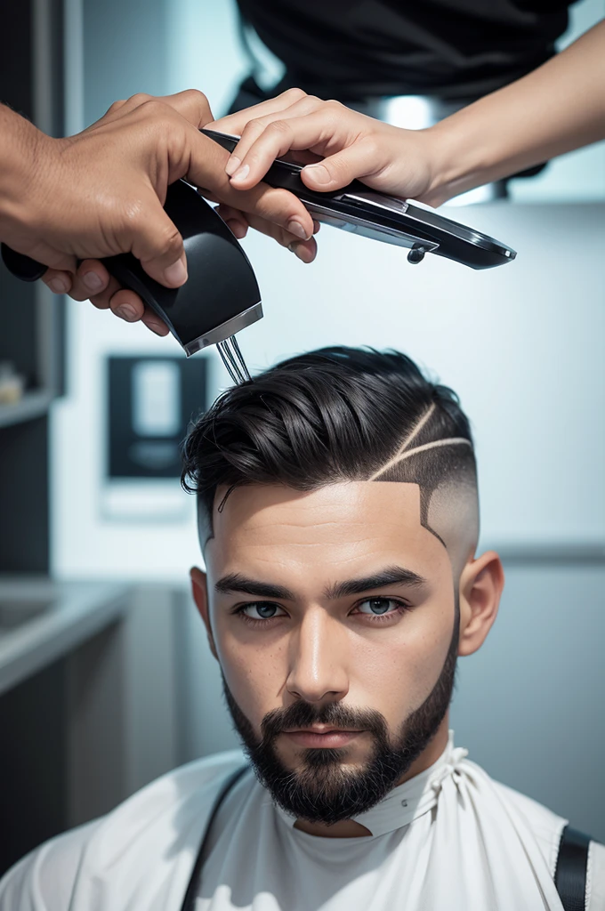 Create an image of the planet with various barber accessories