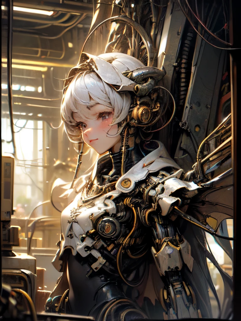 (((masterpiece))), (((Highest quality))), ((Very detailed)), (Highly detailed CG illustrations), ((Very delicate and beautiful)),(Cute and delicate face),Cinematic Light,((1. Machine Girl)),alone,whole body,(Machine made joints:1.4),((Dragon wings on the back)),((Holding a sword)),Suspicious Smile,(Wires and cables connecting the head and body:1.5),(Character Focus),sf,cyber punk,Dragon Mail