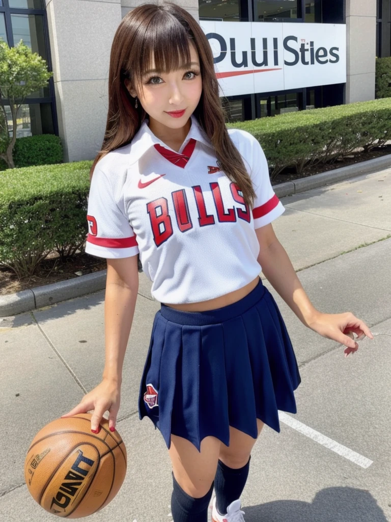 young, Glamour,、Super sexy and super cute Japan girl、 Chicago Bulls basketball uniform,nsfw,()