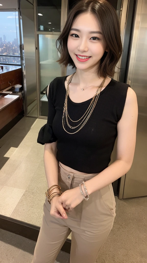 (Top quality, 8K, Masterpiece: 1.3), pull angle, full body, lens used f/2.8, 50mm, camera Sony, beautiful woman, one girl, slender abs: 1.1, short blond hair, (full body, to feet: 1.2), super detailed face, very detailed lips, detailed eyes, double eyelids, pendant, bangle bracelet as accessory of choice, feminine blouse, New York city view, very detailed face and skin, detailed eyes, double eyelids, expression best smile" Translated with DeepL.com (free version)