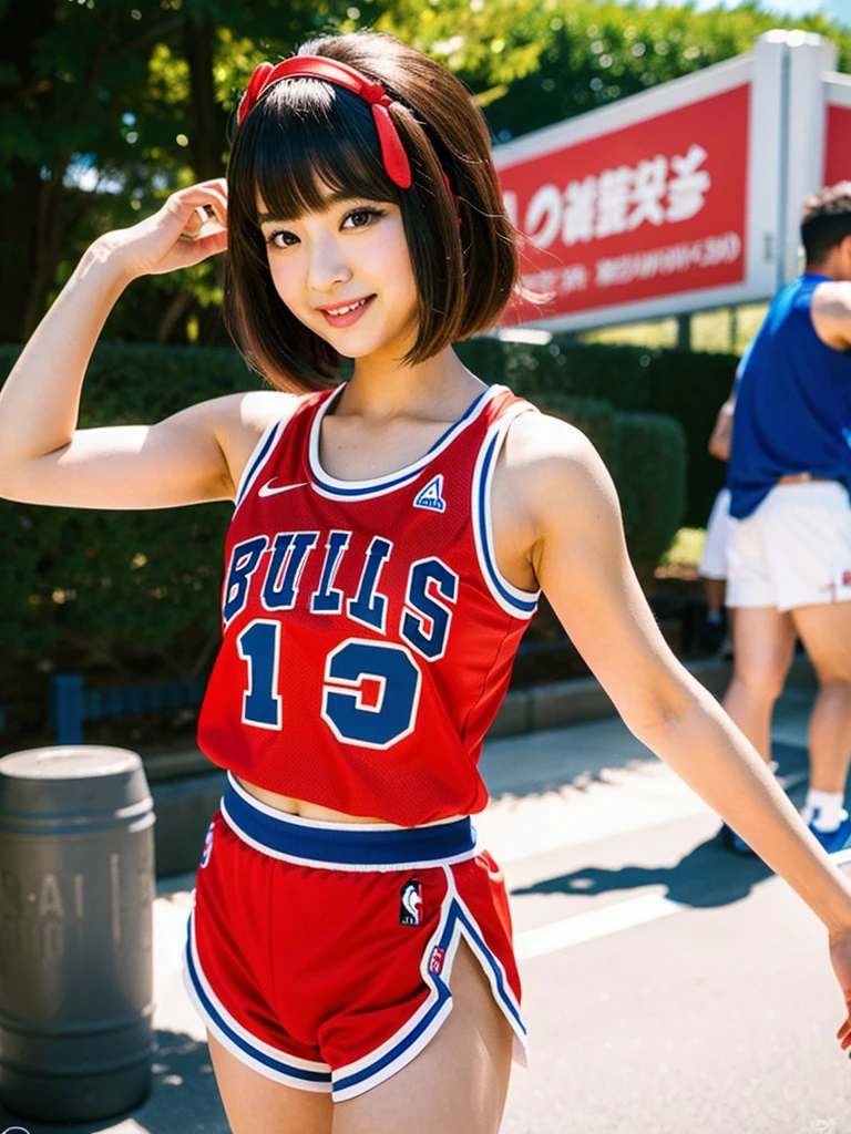 young, Glamour,、Super sexy and super cute Japan girl、 Chicago Bulls basketball uniform,nsfw,()