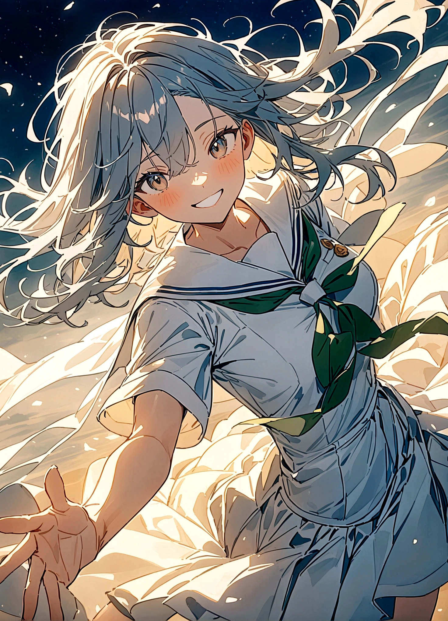 nsfw,(space action style), (Muted Tone), Delicate, Detail, Masterpiece,
women with sailor uniform,smile,school girl,
Cowboy shot, close-up,from above,
dynamic angle, dynamic pose,
Artistic, memorable masterpieces, moments in history,(fantastical and mesmerizing scenery)
Watercolor, Delicate, Detail,
(masterpiece:1.2),(best quality:1.2),newest,intricate details,