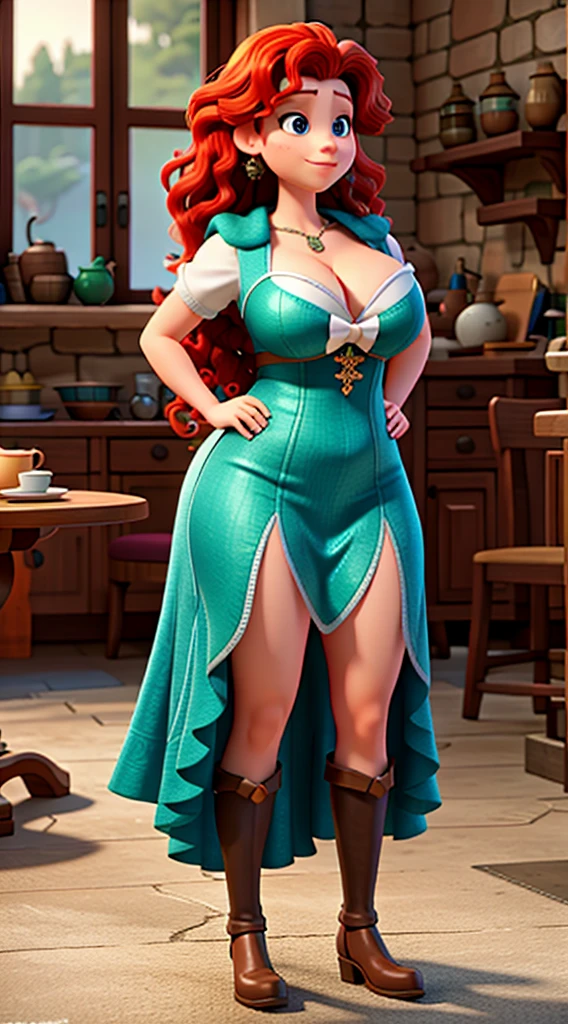 Merida Disney with huge breasts, very big cleavage 