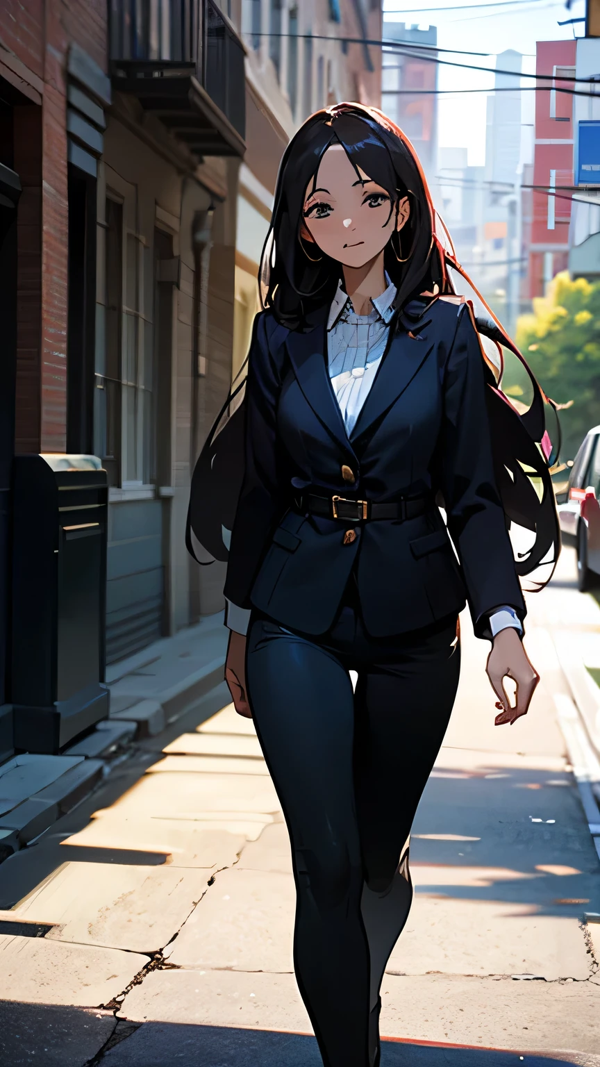 One woman, 36 years old, long hair, in a street, meet her ex