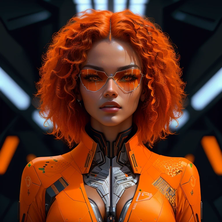 graceful orange a brazilian woman futuristic cyberpunk, symmetry _ _ 4, hyperrealistic high detail 7 0 mm, 4 k
