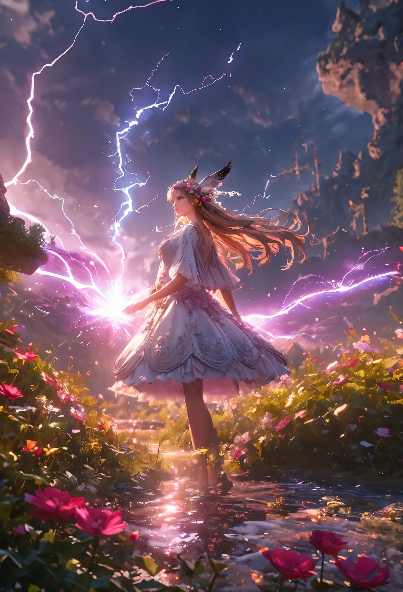 (A masterpiece, a captivating depiction of a flower fairy: 1.3), (An enchanting scene that vividly depicts the magic of nature: 1.2), (Meticulously crafted to embody the essence of floral beauty and fantasy: 1.7), (A delicate-winged fairy in a gown made of petals and leaves: 1.1), (Her ethereal presence illuminated by the soft glow of moonlight: 1.1), (Flowers of various colors and sizes surround her, each with their own charm: 1.1), (Her hair, tangled with flowers and vines, reflects the harmony of the natural world. :1.1), (The sense of wonder and serenity captured in her serene expression: 1.1), (The careful attention paid to the intricate details of her feathers, clothing and surroundings: 1.7), (A depiction that transports the viewer to a world of imagination and magic: 1.1), (The delicate beauty of flowers and fantasy: 1.1), (The artwork evokes a sense of nostalgia and connection to the natural world: 1.1), (An invitation to a world where nature and whimsy intertwine in perfect harmony: 1.1)), Cinematic, Ultra-detailed, Incredible detail, Beautiful color grading, Unreal Engine, DOF, Super Resolution, Megapixels, Cinematic Lightning, Anti-aliasing, FKAA, TXAA, RTX, SSAO, Post Process, Post Production, Tone Mapping, CGI, VFX, SFX, Incredibly Detailed and Complex, Hyper Maximalist, Hyper Realistic, Volumetric, Photorealistic, Ultra Photorealistic, Ultra Detailed, Intricately Detailed, Ultra Detailed, Full Color, Volumetric Lightning, HDR, Realistic, Unreal Engine, 16K, Sharp Focus, Octane Rendering
ネガティブプロンプト
