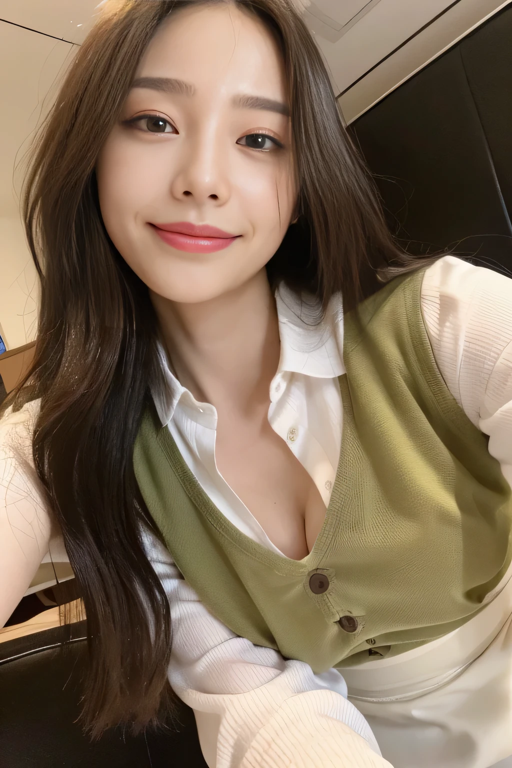 seed:2020674263.((Full body angle:1.1)).((Highest quality, 8K, masterpiece:1.3)), ((from below:1.1)).concentrated:1.2, Perfect body beauty:1.4, Hips:1.2, ((Delicate Hair)), (Colorful button-through crop shirt :1.1) , ((Highest quality、8k、masterpiece:1.3))、1 Girl、A sloppy smile、Esbian all over、Slim face、Big Boobs、Beautiful woman、(Dark Brown Hair)、Long Hair、1、Flickering Valley、Detailed eyes、double eyelid、Blurred Background、超Slim face、Smile、Looking down、stroll、