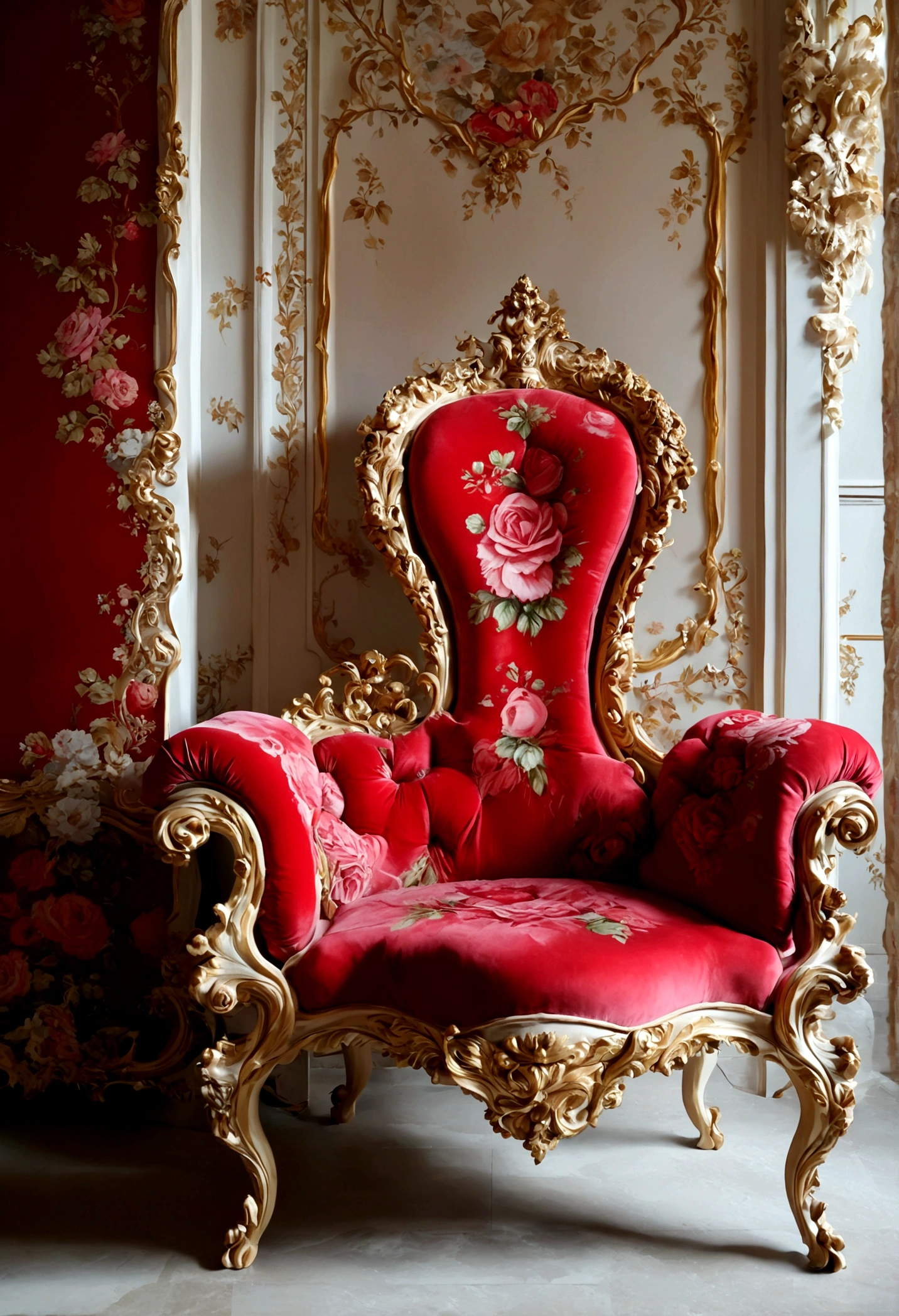 In the tall, spacious and magnificent palace，1 Rose Chair，Rococo，Red Rose