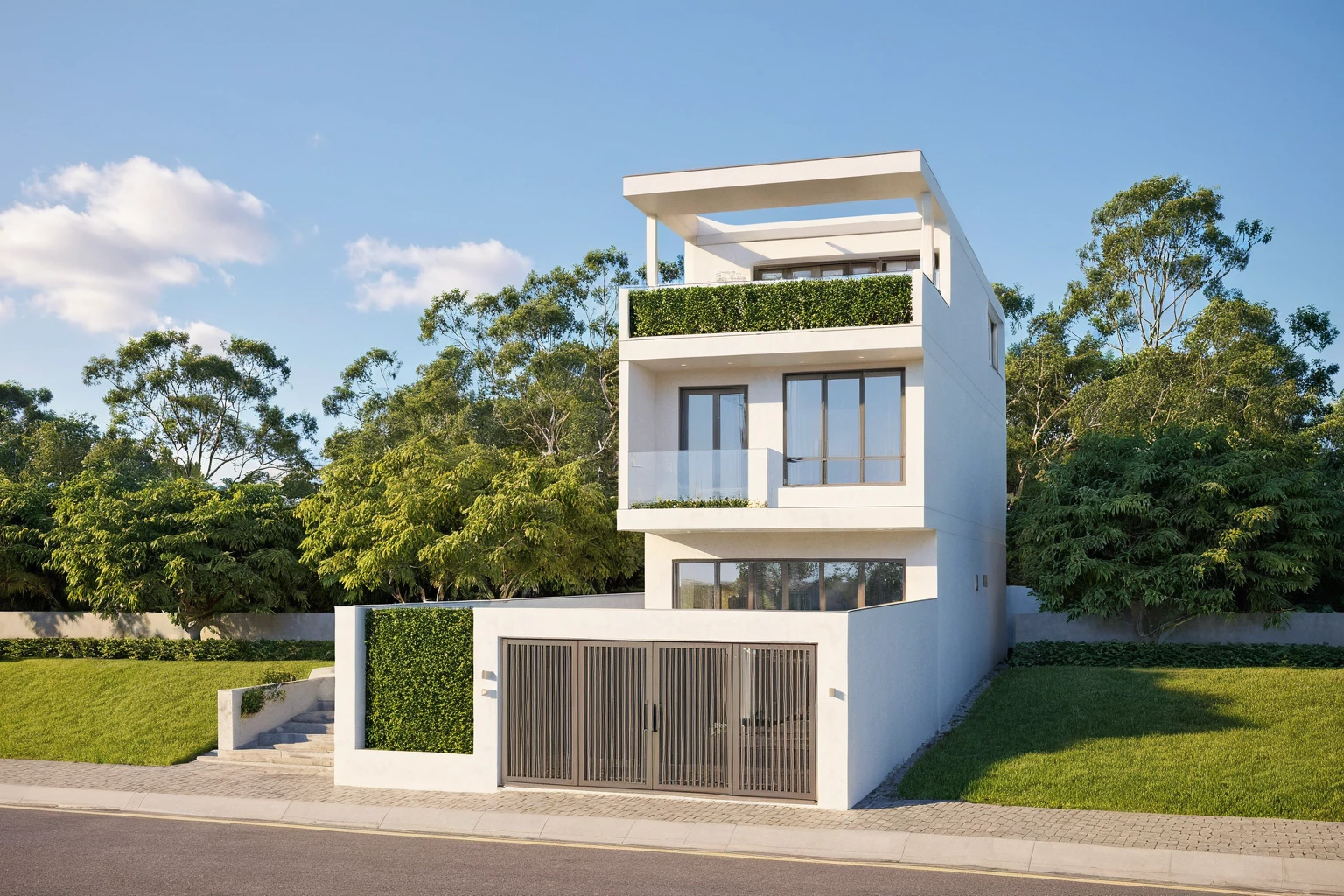Masterpiece, high quality, best quality, authentic, super detail, outdoors, aiaigroup, house style modern on the street ,stairs, white wall ,road,pavement, grass, trees, sky, cloud, (daylight:1.1)
road,pavement, trees, sky, cloud, (daylight:1.1)