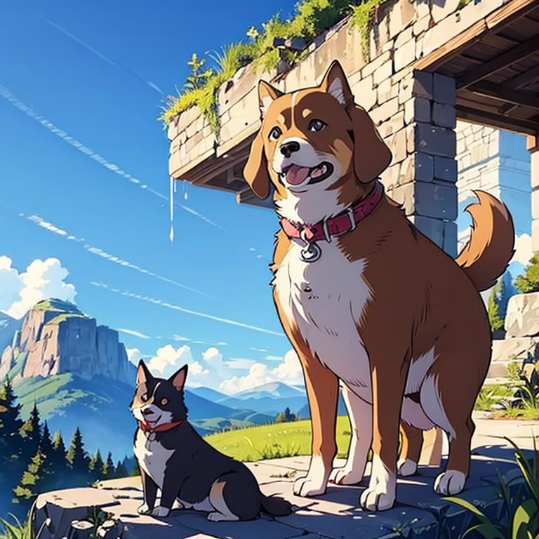 dog, mountain