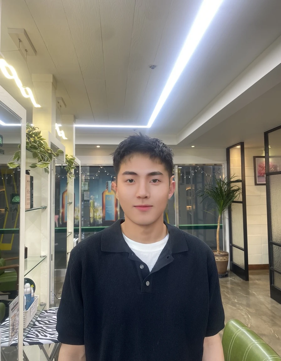  Best Quality, 8k, Masterpiece, (Portrait: 1.3), (photo realistic:1.4), (hyper realistic:1.4), Sharp Focus, looking at viewer, (smoother lighting:1.1), (increase cinematic lighting quality:0.9), realistic lighting, backlighting, light on face, ray trace, (brightening light:1.2), (Increase quality:1.4), sharp detail, (best quality real texture skin:1.4), finely detailed eyes, black_eyes, finely detailed face, 25 year old Korean man