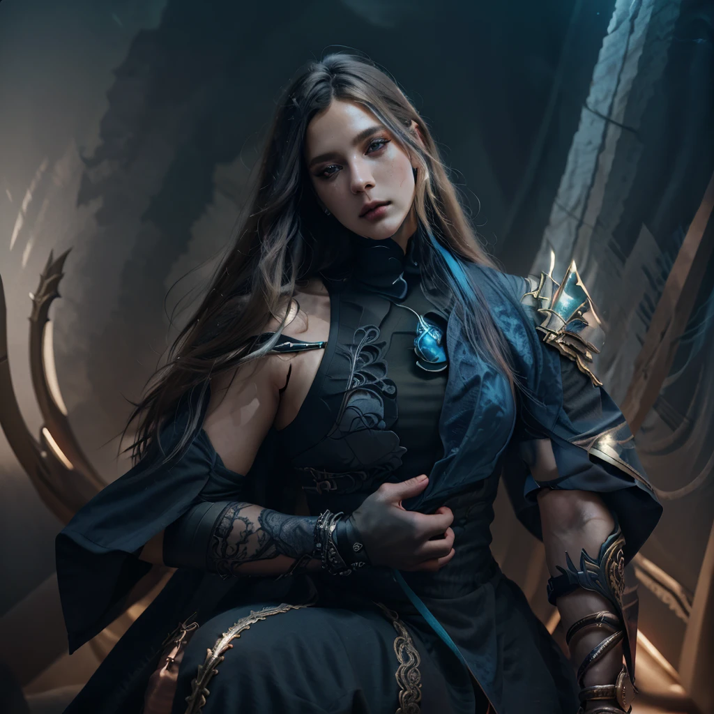 Level dark background, beautiful woman, beyond perfection+Bullish ), Boa Hancock, skull, long blonde hair,  big blue eyes , nobleman, fundo do skull, A sexy, sharp focus, photo by greg rutkowski, soft lighting, swirly vibrant colors, work of art, Face ultra detailed