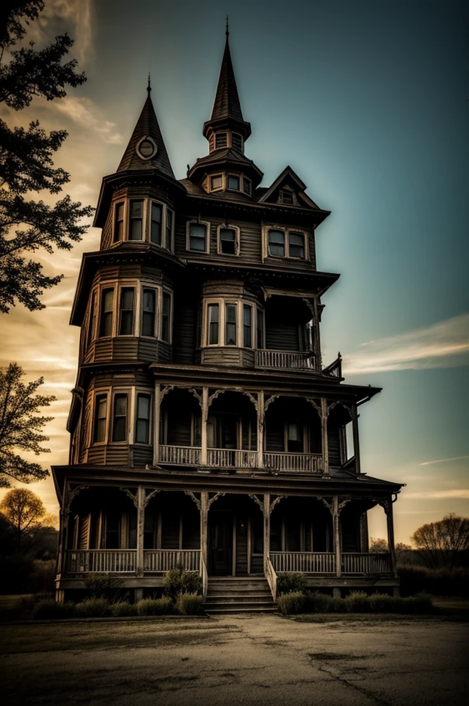 Make me 6 scary pictures if haunted houses