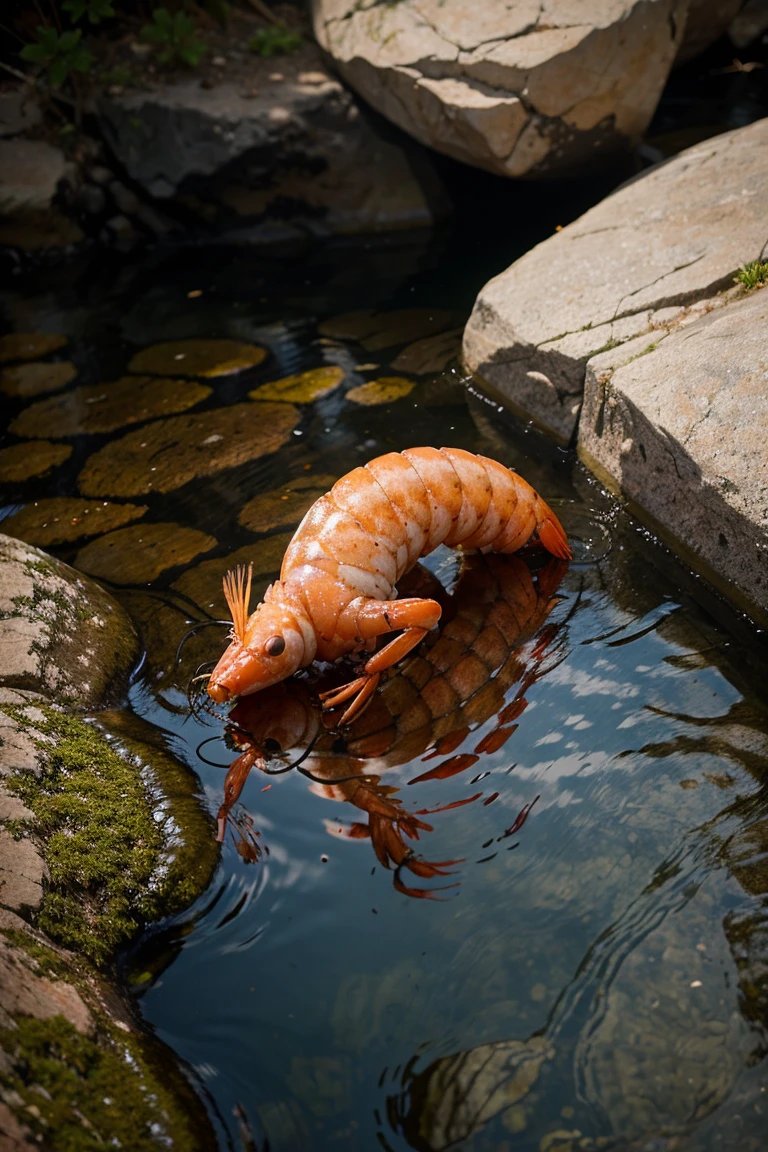 There's a shrimp behind a rock