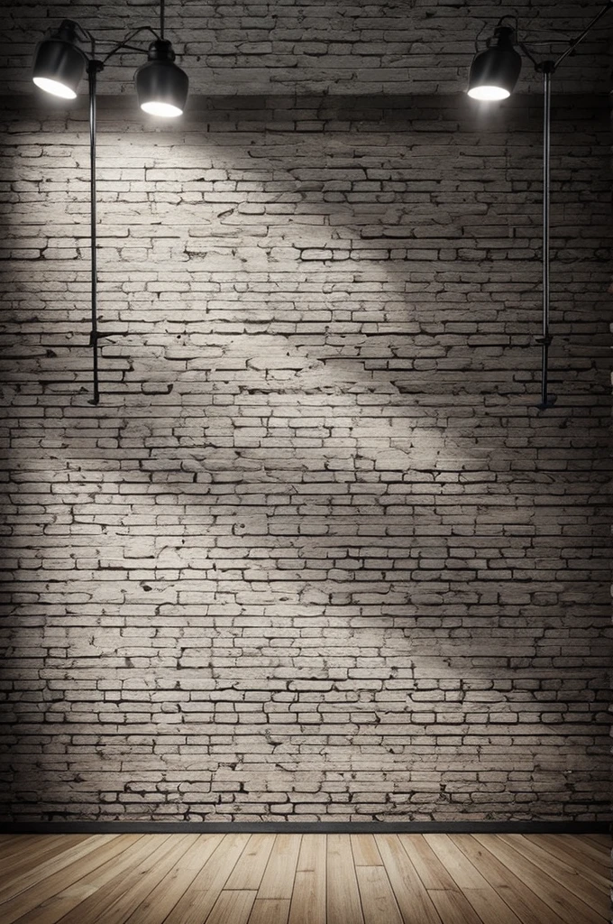 Background wall in gray bricks with stage lights