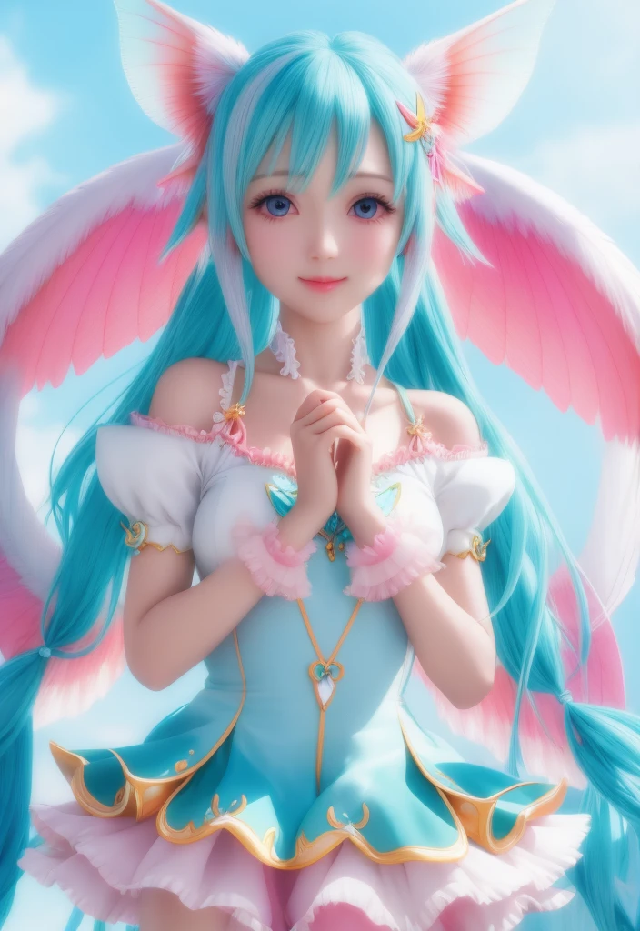ai cute ears fay fairy fantasy hair natural realistic wings vibrant colors colorful art style nice hands perfect hands vibrant proof