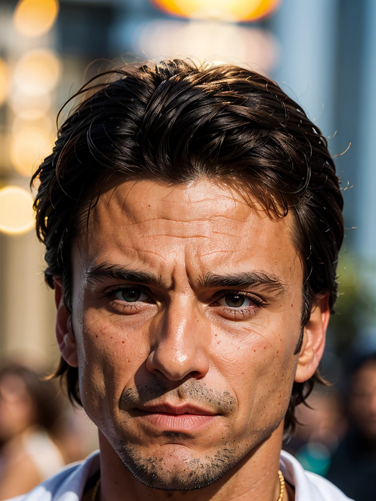 Silvester Stalone face portrait, full face, depth of field,