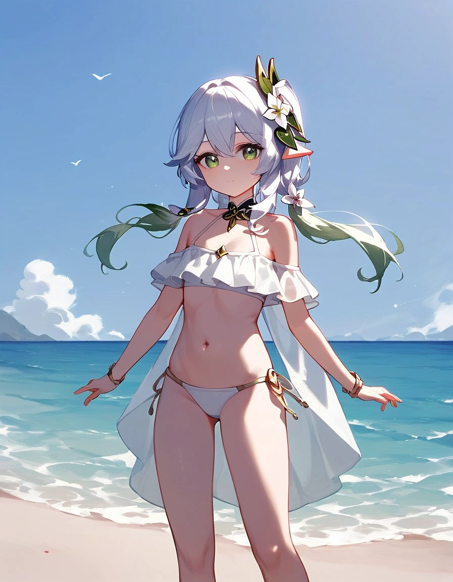 (score_9,score_8_up,score_7_up,),nahida,genshin impact,1girl,,, ,,,,, bikini, , beach