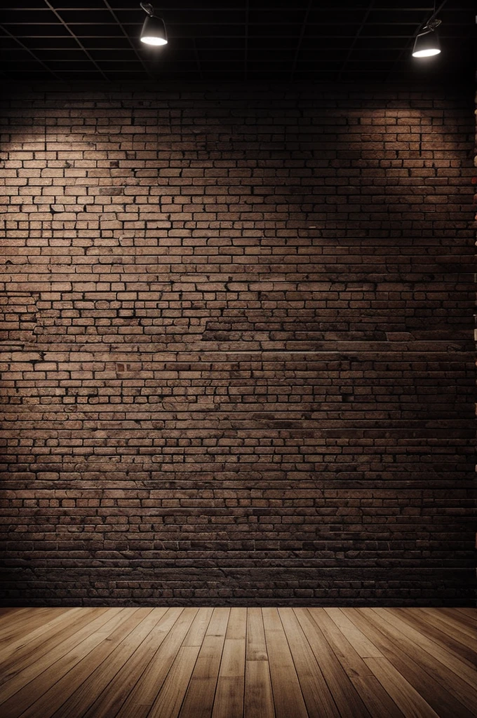 Black brick wall with stage lights