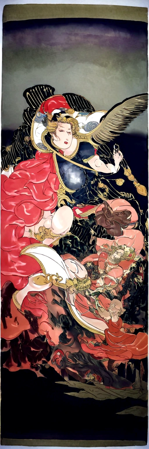 god of the sun and darkness posing holding a sword covered in an aura of darkness and the sun With long black hair And a strong body With black armor defeat a Apollo gods of sun and Hades god of death