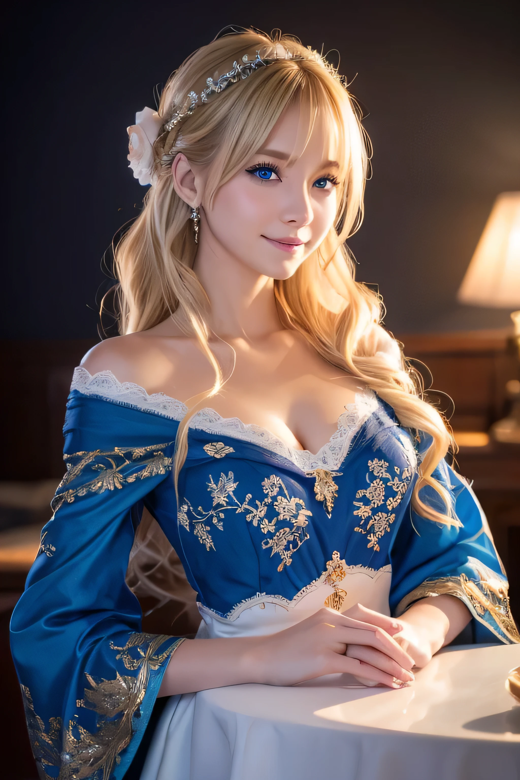 NSFW,(camel toe),(table top, highest quality:1.2), ,In 8K, big ass、Sexual attraction、big breasts、cleavage、beautiful thighs、、Raw photo,platinum blonde long hair, (blue eyes, lolita fashion, :1.2), Full body Esbian, amazing beautiful girl, face light, professional lighting, cinematic lighting, detailed face, background bokeh