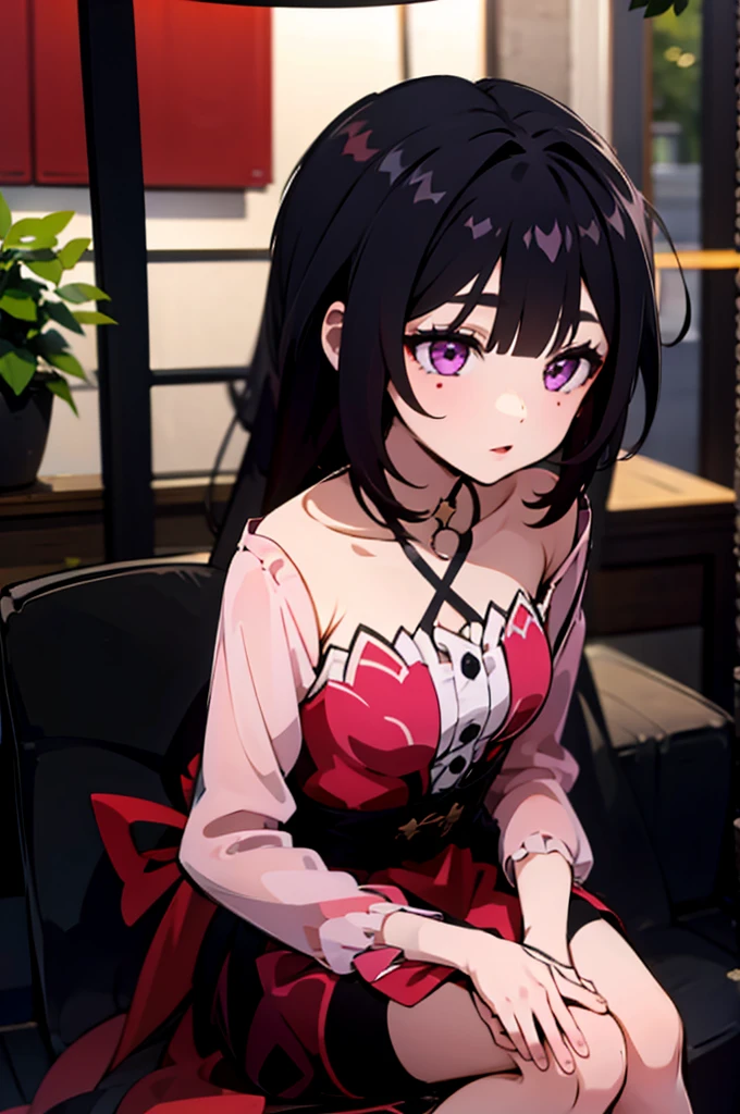 1 girl,cafe,sitting_down ,shsparkle