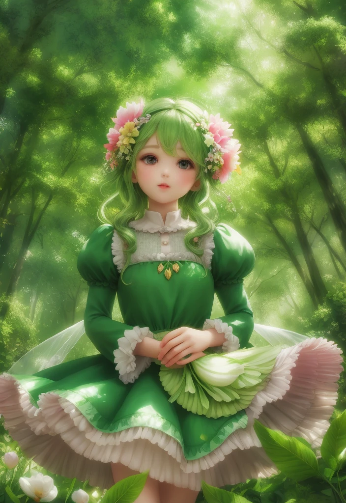 girl in a forest with floating flowers, river, puffy, puffy cheeks, cute,Fairy Leafdress
vibrant colors, colorful art style,
soft lighting, soft shadows, detailed textures, dynamic lighting,
nice hands, perfect hands,