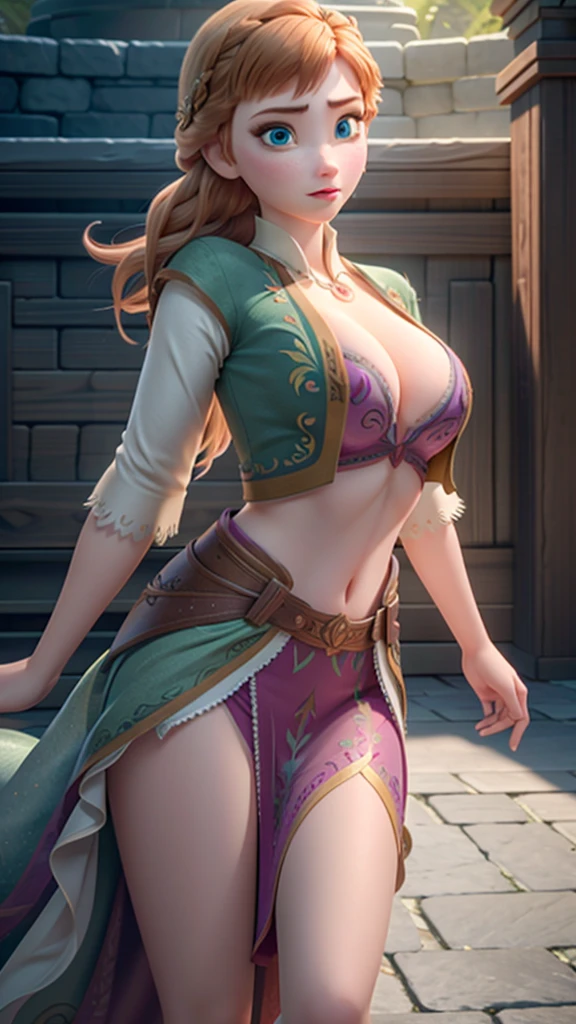 Photo of Anna of Arendelle with huge breasts and open clothes, abrindo sua blusa