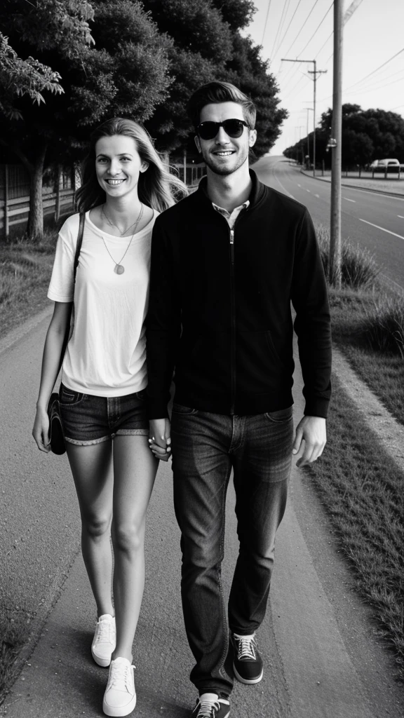 Couple,White people,Black and white photography,young,trip