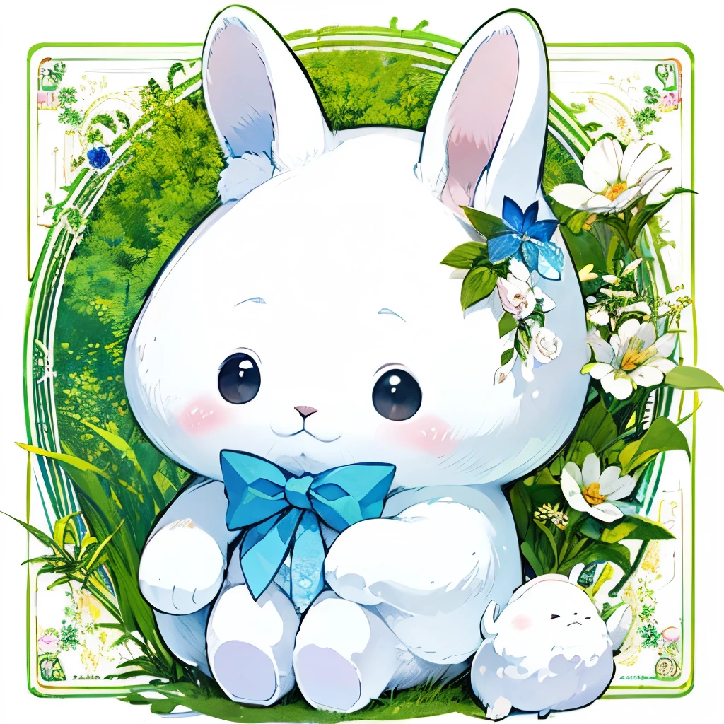white stuffed rabbit shy face brush chibiChara